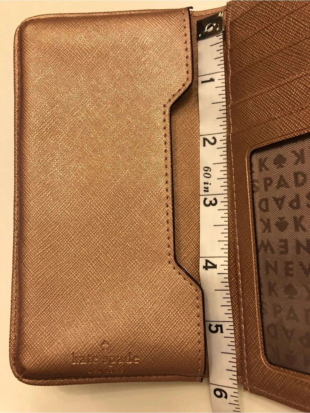 Kate Spade Metallic Rose Gold Leather Wristlet Wallet